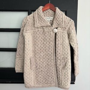 Aran Mor Sweater Cardigan Ireland Fisherman Knit 100% Merino Wool Size Medium
